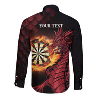 Wales Darts Personalised Long Sleeve Button Shirt Red Dragon Cymru Am Byth