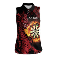 Wales Darts Personalised Women Sleeveless Polo Shirt Red Dragon Cymru Am Byth - Wonder Print Shop