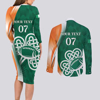 Éire Rugby Celtic Shamrock Couples Matching Long Sleeve Bodycon Dress and Long Sleeve Button Shirt Ireland's Call