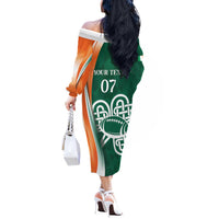 Éire Rugby Celtic Shamrock Off The Shoulder Long Sleeve Dress Ireland's Call