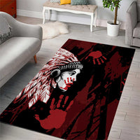 Native American MMIW Area Rug Red Handprint Grunge Style