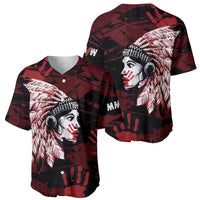 Native American MMIW Baseball Jersey Red Handprint Grunge Style