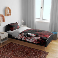 Native American MMIW Bedding Set Red Handprint Grunge Style
