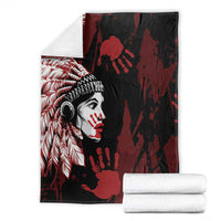 Native American MMIW Blanket Red Handprint Grunge Style