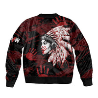 Native American MMIW Bomber Jacket Red Handprint Grunge Style