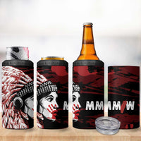 Native American MMIW 4 in 1 Can Cooler Tumbler Red Handprint Grunge Style