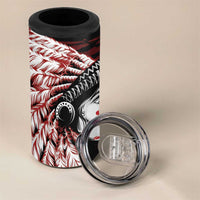 Native American MMIW 4 in 1 Can Cooler Tumbler Red Handprint Grunge Style