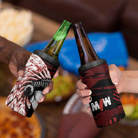 Native American MMIW 4 in 1 Can Cooler Tumbler Red Handprint Grunge Style