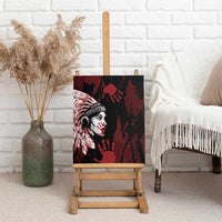 Native American MMIW Canvas Wall Art Red Handprint Grunge Style