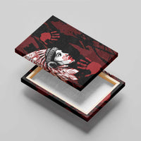 Native American MMIW Canvas Wall Art Red Handprint Grunge Style