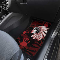 Native American MMIW Car Mats Red Handprint Grunge Style