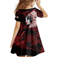 Native American MMIW Family Matching Off Shoulder Short Dress and Hawaiian Shirt Red Handprint Grunge Style