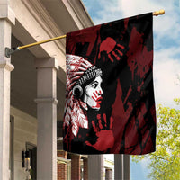 Native American MMIW Garden Flag Red Handprint Grunge Style