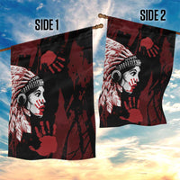 Native American MMIW Garden Flag Red Handprint Grunge Style