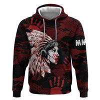 Native American MMIW Hoodie Red Handprint Grunge Style