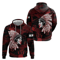 Native American MMIW Hoodie Red Handprint Grunge Style