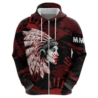 Native American MMIW Hoodie Red Handprint Grunge Style