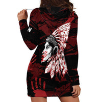 Native American MMIW Hoodie Dress Red Handprint Grunge Style