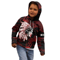 Native American MMIW Kid Hoodie Red Handprint Grunge Style