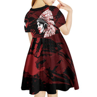 Native American MMIW Kid Short Sleeve Dress Red Handprint Grunge Style