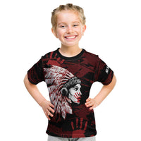 Native American MMIW Kid T Shirt Red Handprint Grunge Style