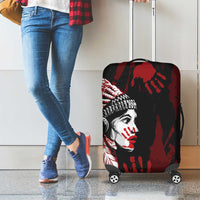 Native American MMIW Luggage Cover Red Handprint Grunge Style