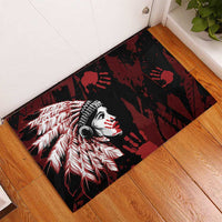 Native American MMIW Rubber Doormat Red Handprint Grunge Style