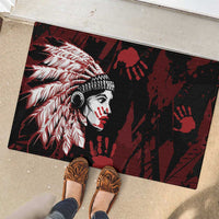Native American MMIW Rubber Doormat Red Handprint Grunge Style