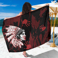 Native American MMIW Sarong Red Handprint Grunge Style