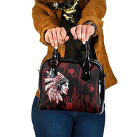 Native American MMIW Shoulder Handbag Red Handprint Grunge Style