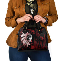 Native American MMIW Shoulder Handbag Red Handprint Grunge Style