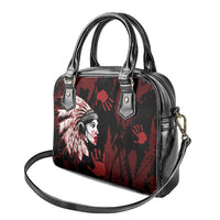 Native American MMIW Shoulder Handbag Red Handprint Grunge Style