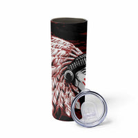 Native American MMIW Skinny Tumbler Red Handprint Grunge Style