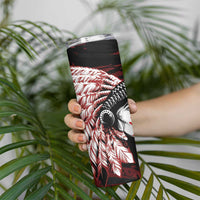 Native American MMIW Skinny Tumbler Red Handprint Grunge Style