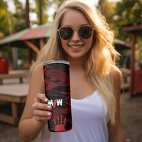 Native American MMIW Skinny Tumbler Red Handprint Grunge Style