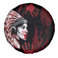 Native American MMIW Spare Tire Cover Red Handprint Grunge Style