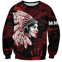 Native American MMIW Sweatshirt Red Handprint Grunge Style
