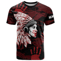 Native American MMIW T Shirt Red Handprint Grunge Style