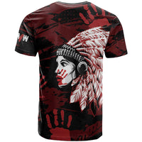 Native American MMIW T Shirt Red Handprint Grunge Style