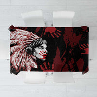 Native American MMIW Tablecloth Red Handprint Grunge Style