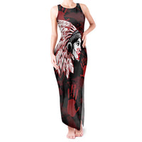 Native American MMIW Tank Maxi Dress Red Handprint Grunge Style