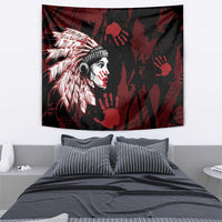 Native American MMIW Tapestry Red Handprint Grunge Style