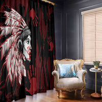 Native American MMIW Window Curtain Red Handprint Grunge Style