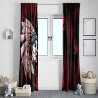 Native American MMIW Window Curtain Red Handprint Grunge Style
