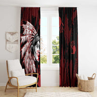 Native American MMIW Window Curtain Red Handprint Grunge Style
