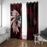 Native American MMIW Window Curtain Red Handprint Grunge Style