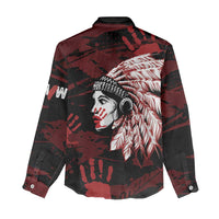 Native American MMIW Women Casual Shirt Red Handprint Grunge Style