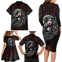 Native American MMIW Red Handprint Family Matching Long Sleeve Bodycon Dress and Hawaiian Shirt Dreamcatcher