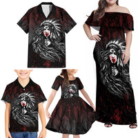 Native American MMIW Red Handprint Family Matching Off Shoulder Maxi Dress and Hawaiian Shirt Dreamcatcher