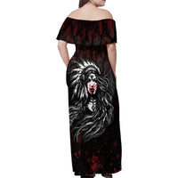Native American MMIW Red Handprint Family Matching Off Shoulder Maxi Dress and Hawaiian Shirt Dreamcatcher